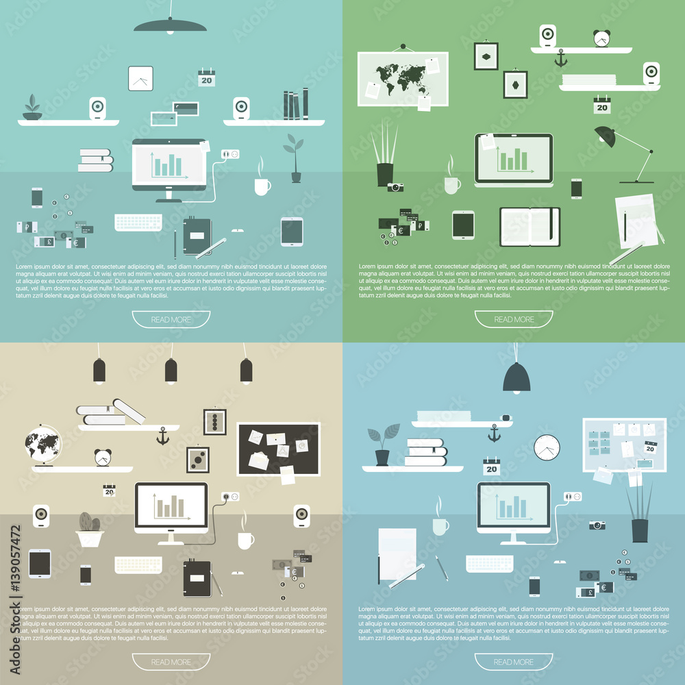 Modern design of workplace. Modern design of workplace.