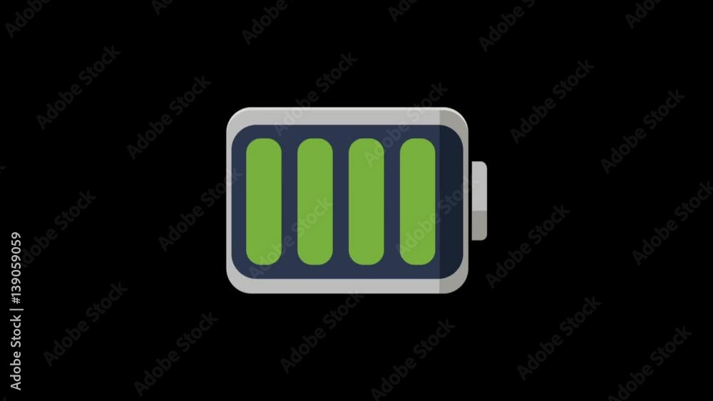 Flat style battery icon charging and sound wave of digital equalizer, motion graphic animation. Flat style battery icon charging and sound wave of digital equalizer, motion graphic animation.
