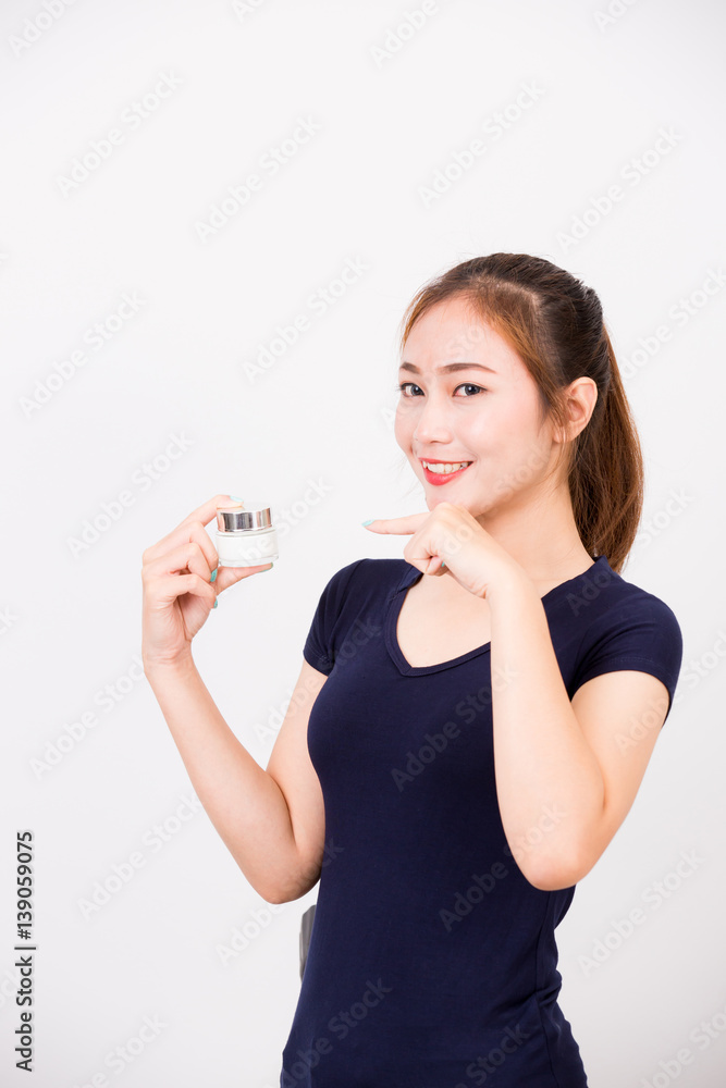 Young happy smiling woman with cosmetics Young happy smiling woman with cosmetics