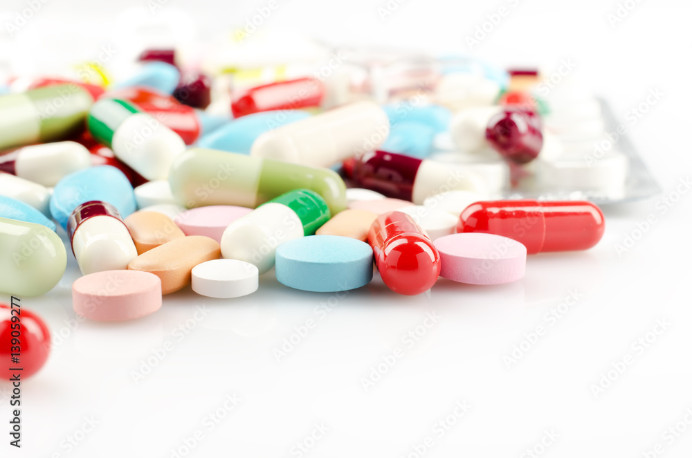 Medicine. Multicolored Pills and Capsules