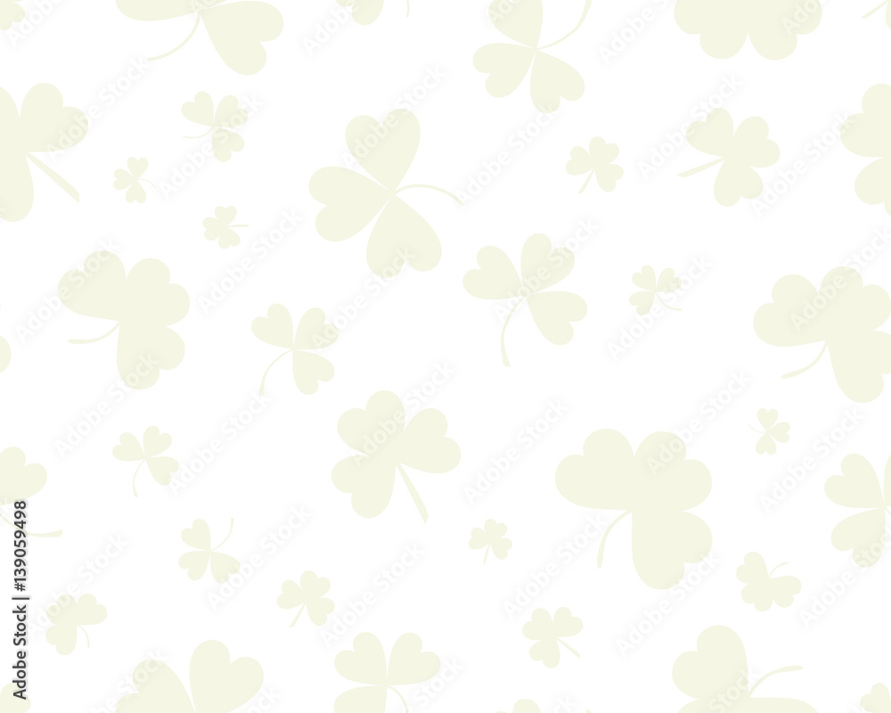St Patrick's Day background with three leaves clover. Green on white color. The Symbol Of Ireland. The Irish pattern. Vector seamless backdrop St Patrick's Day background with three leaves clover. Green on white color. The Symbol Of Ireland. The Irish pattern. Vector seamless backdrop