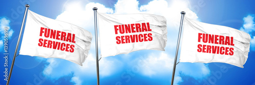 funeral services, 3D rendering, triple flags