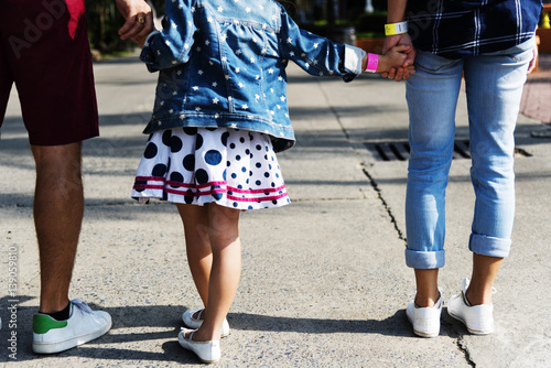 Family Holiday Vacation Park Walking Togetherness