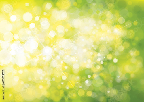 Vector green lights, bokeh background.