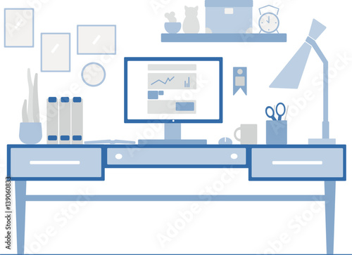Workplace in flat style
