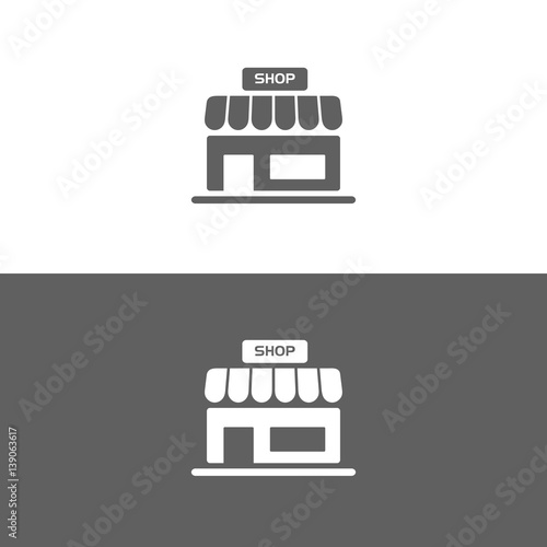 Shop icon on white and dark backgrounds