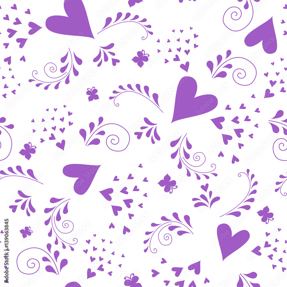 Seamless pattern with heart and butterfly Seamless pattern with heart and butterfly