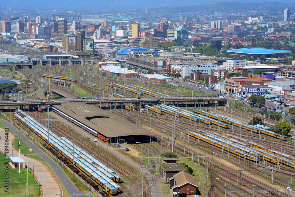 Durban Station / Durban Metrorail Yards / Blue Train Stock Photo