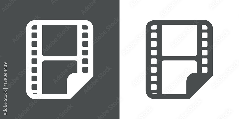 Icono plano film gris y blanco Icono plano film gris y blanco