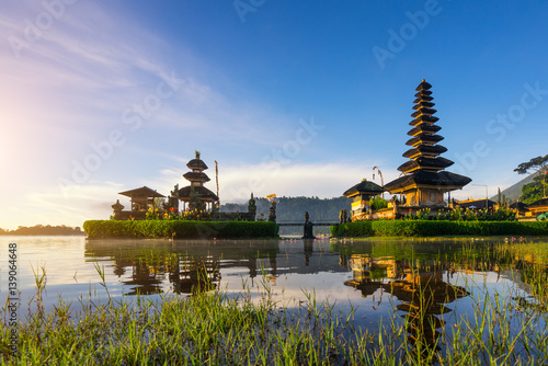 Beautiful morning at Bali lake Beratan temple - Bali, Indonesia

