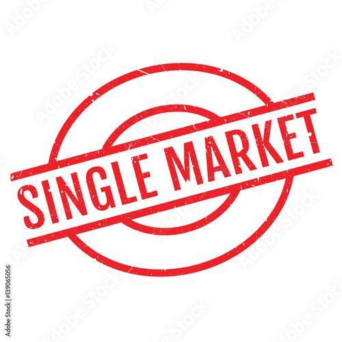 Single Market rubber stamp. Grunge design with dust scratches. Effects can be easily removed for a clean, crisp look. Color is easily changed.