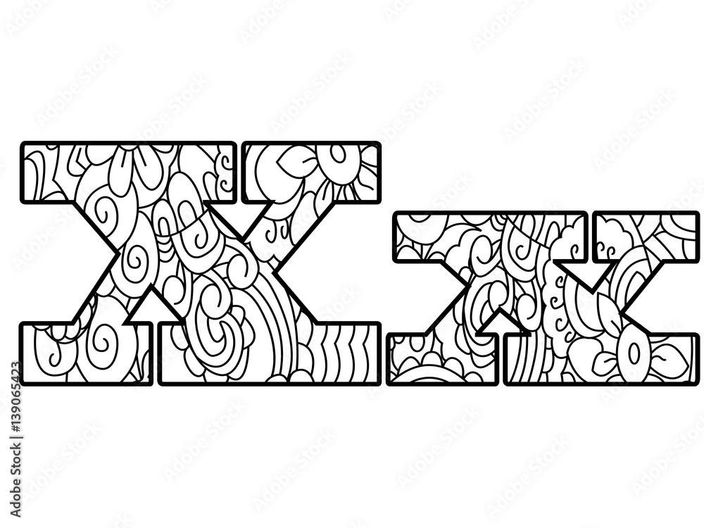Obraz premium Anti coloring book alphabet, the letter X vector illustration