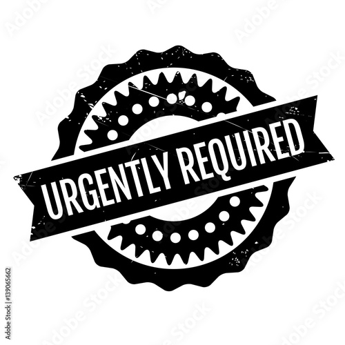 Urgently Required rubber stamp. Grunge design with dust scratches. Effects can be easily removed for a clean, crisp look. Color is easily changed.