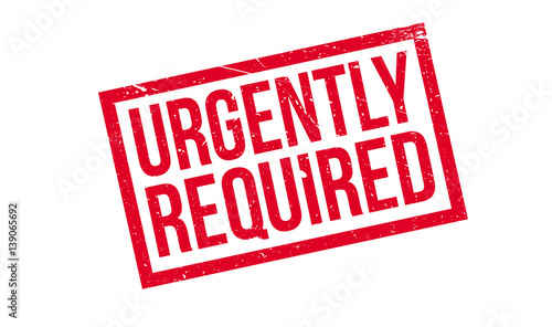 Urgently Required rubber stamp. Grunge design with dust scratches. Effects can be easily removed for a clean, crisp look. Color is easily changed.