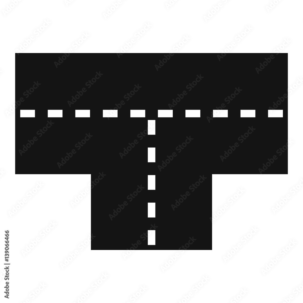 Tshaped crossroad icon, simple style Tshaped crossroad icon, simple style