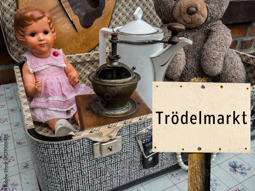 Obraz na płótnie Schild Trödelmarkt