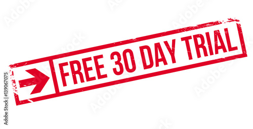 Free 30 Day Trial rubber stamp. Grunge design with dust scratches. Effects can be easily removed for a clean, crisp look. Color is easily changed.