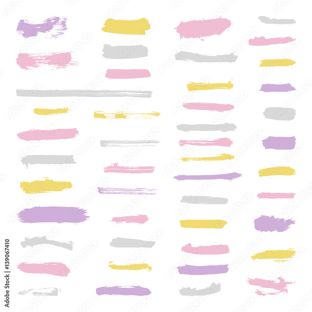 Set of brush strokes. Grunge objects isolated on white background. Vector Set of brush strokes. Grunge objects isolated on white background. Vector