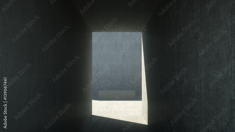 Obraz premium Concrete room with a corridor, 3d render