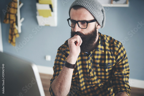 Creative man thinking about new changes
