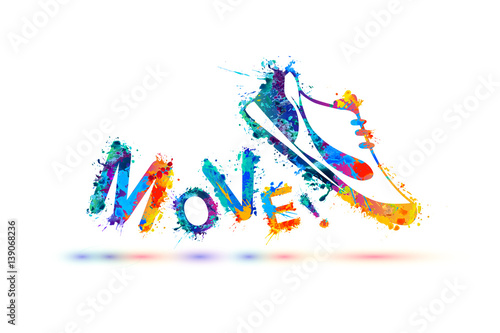 Move! Vector sign. Sneakers.