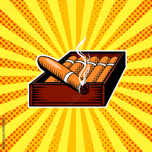 Cigar box pop art vector illustration