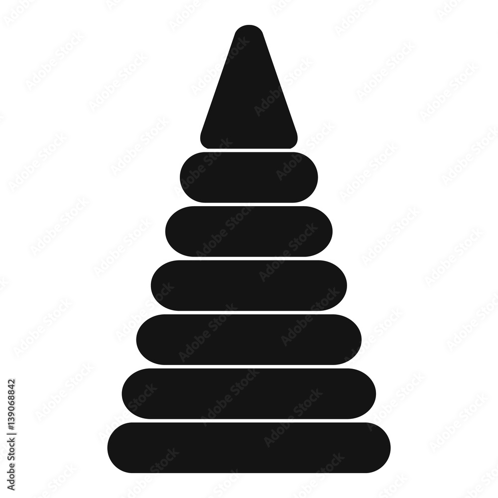 Pyramid built from plastic rings icon simple style Pyramid built from plastic rings icon simple style