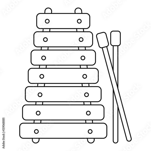 Xylophone toy icon, outline style