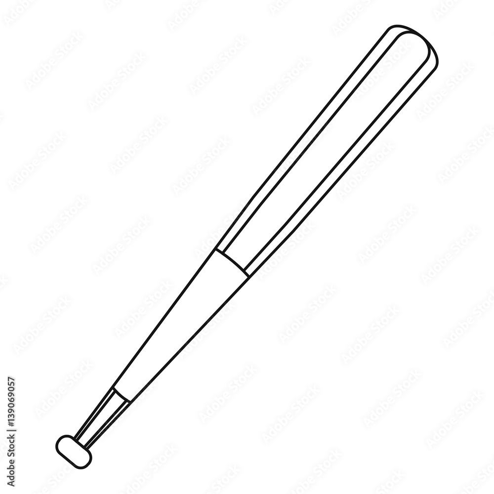 Baseball bat icon, outline style Baseball bat icon, outline style
