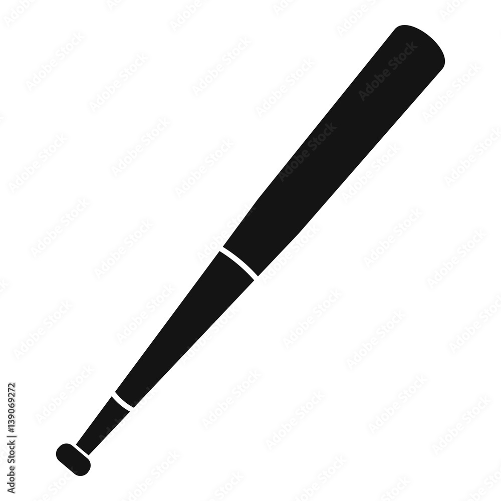 Black baseball bat icon, simple style Black baseball bat icon, simple style