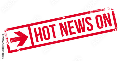 Hot News On rubber stamp. Grunge design with dust scratches. Effects can be easily removed for a clean, crisp look. Color is easily changed.