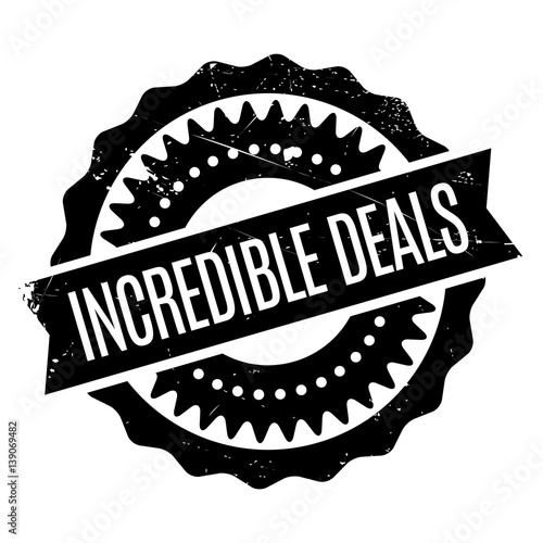 Incredible Deals rubber stamp. Grunge design with dust scratches. Effects can be easily removed for a clean, crisp look. Color is easily changed.