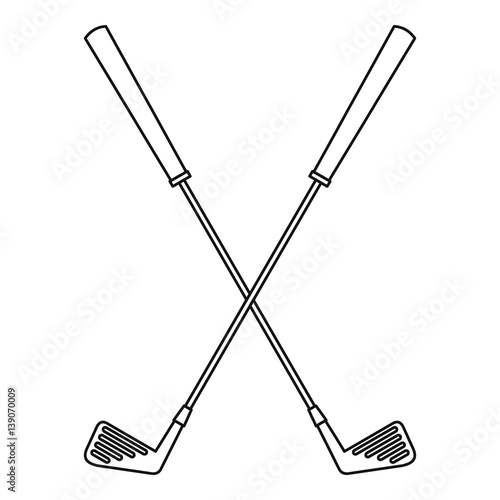 Golf clubs icon, outline style