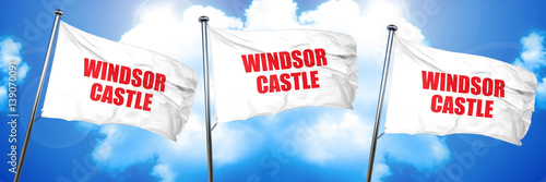 windsor castle, 3D rendering, triple flags photo