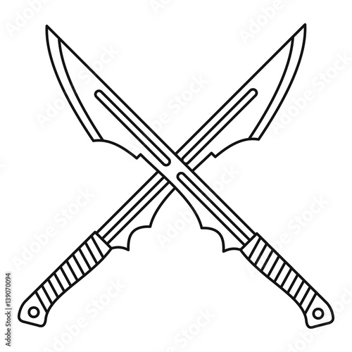 Japanese crossed swords icon, outline style