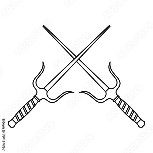 Sai dagger weapon icon, outline style