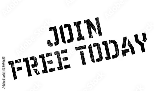 Join Free Today rubber stamp. Grunge design with dust scratches. Effects can be easily removed for a clean, crisp look. Color is easily changed.