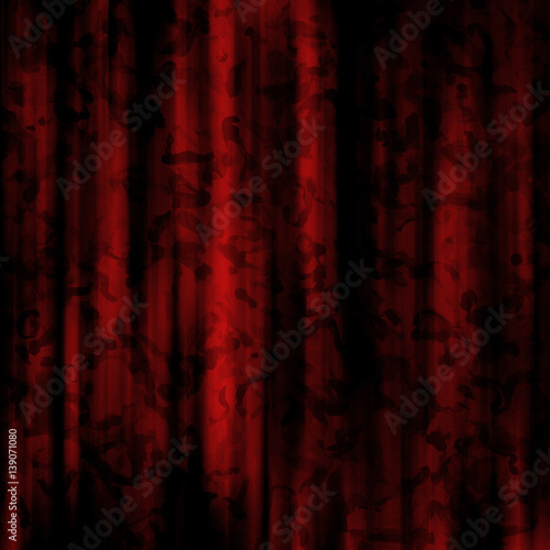 Elegant Dark Red Silk Curtains with Formal Pattern Background Design - High resolution illustration for graphic element or backdrop use.