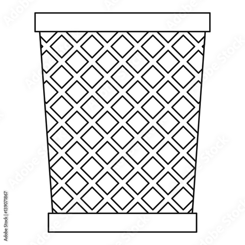 Empty metal trash garbage bin icon, outline style