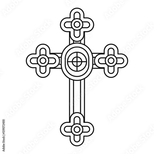Christian cross jewelry icon, outline style
