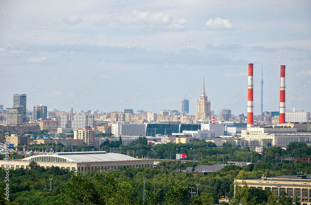 Russia. Moscow. View of Moscow from the Sparrow Hills.