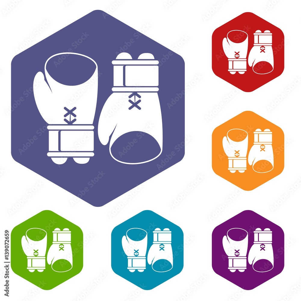 Boxing gloves icons set Boxing gloves icons set