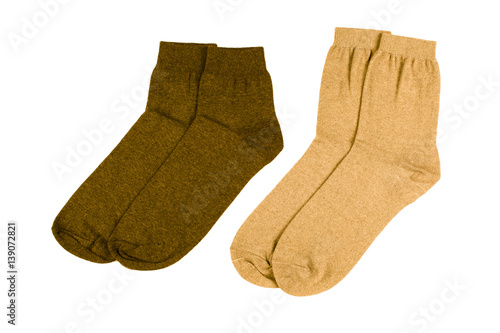Socks made of cotton isolated on white background. Underwear for men or women.