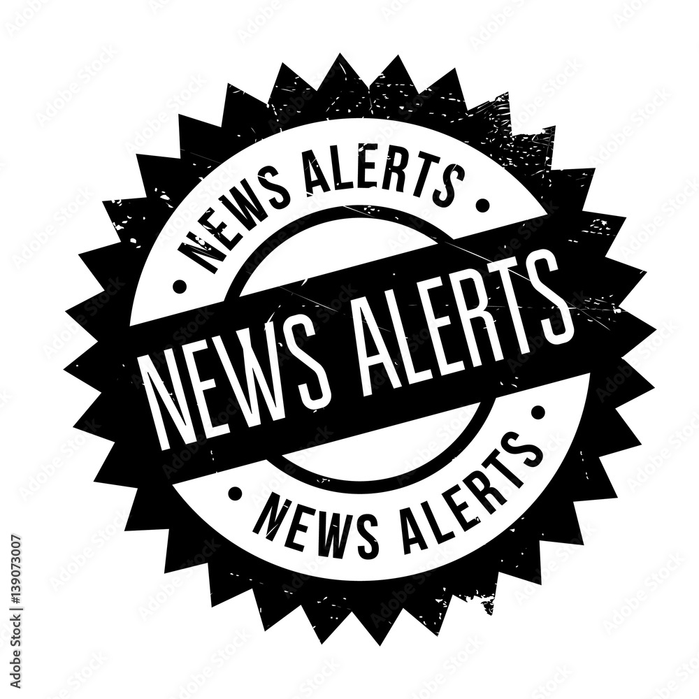 News Alerts rubber stamp. Grunge design with dust scratches. Effects can be easily removed for a clean, crisp look. Color is easily changed. News Alerts rubber stamp. Grunge design with dust scratches. Effects can be easily removed for a clean, crisp look. Color is easily changed.