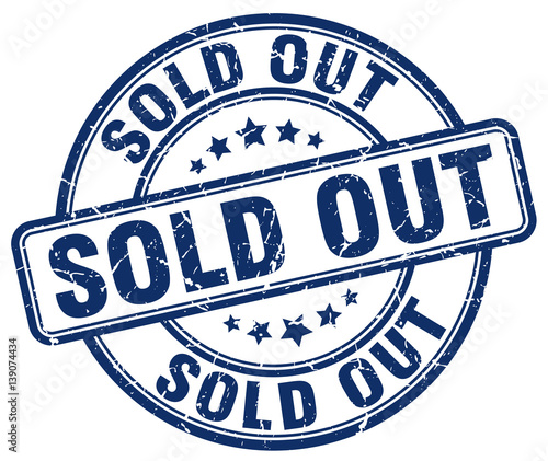 sold out blue grunge round vintage rubber stamp