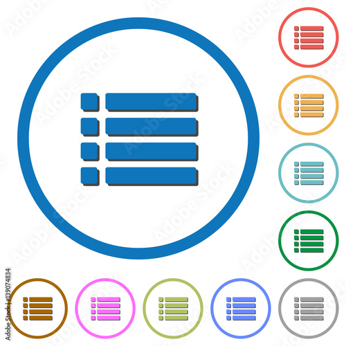 Unordered list icons with shadows and outlines