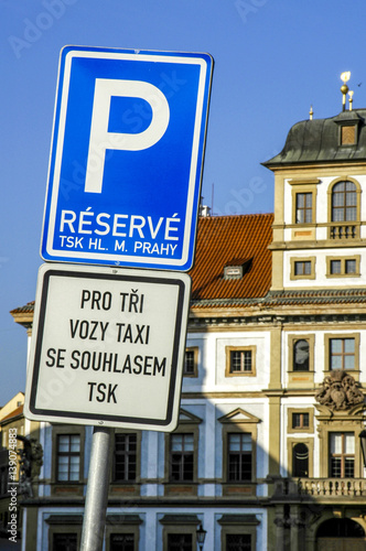 Prague, sign P, reserved parking, Czech Republic