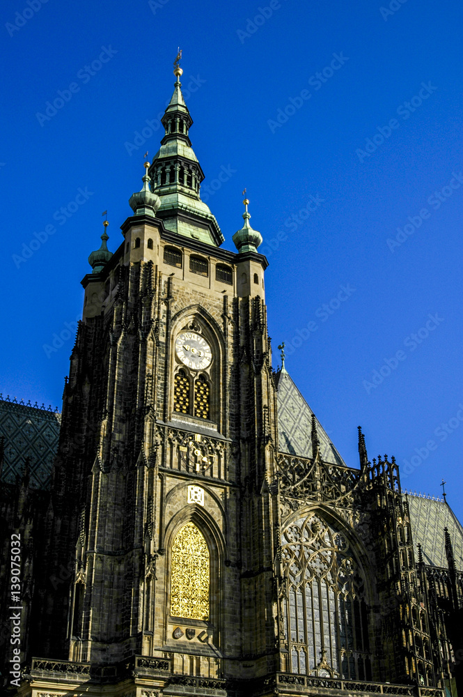 Prague, Veits Cathedral on hill Hradschin, Czech Republic