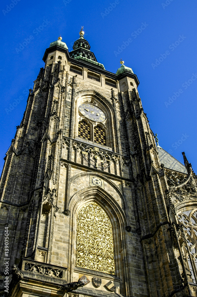 Fototapeta premium Prague, Veits Cathedral on hill Hradschin, Czech Republic