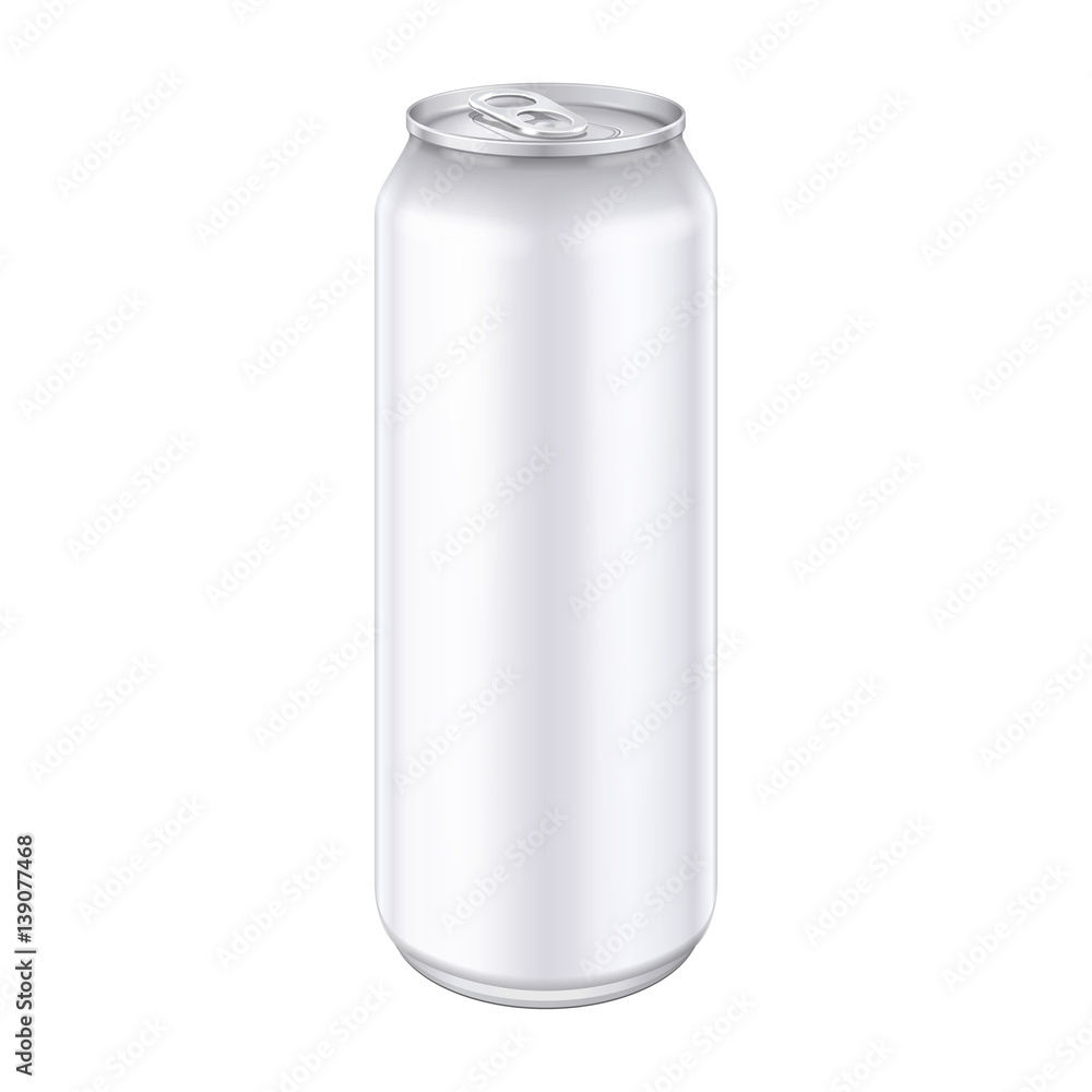 Metal Aluminum Beverage Drink Can 500ml, 0,5L. Mockup Template Ready For Your Design. Isolated On White Background. Product Packing. Vector EPS10 Metal Aluminum Beverage Drink Can 500ml, 0,5L. Mockup Template Ready For Your Design. Isolated On White Background. Product Packing. Vector EPS10